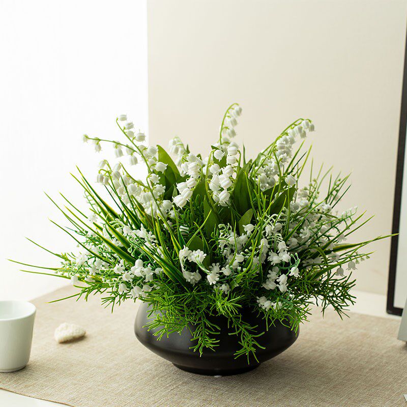 森系小清新仿真绿植铃兰假花办公室桌面书房茶几餐桌玄关装饰摆件
