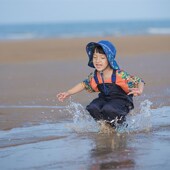 雨具 婴幼儿园小孩防脏戏水冲锋裤 儿童防水裤 男女童宝宝连体雨衣裤