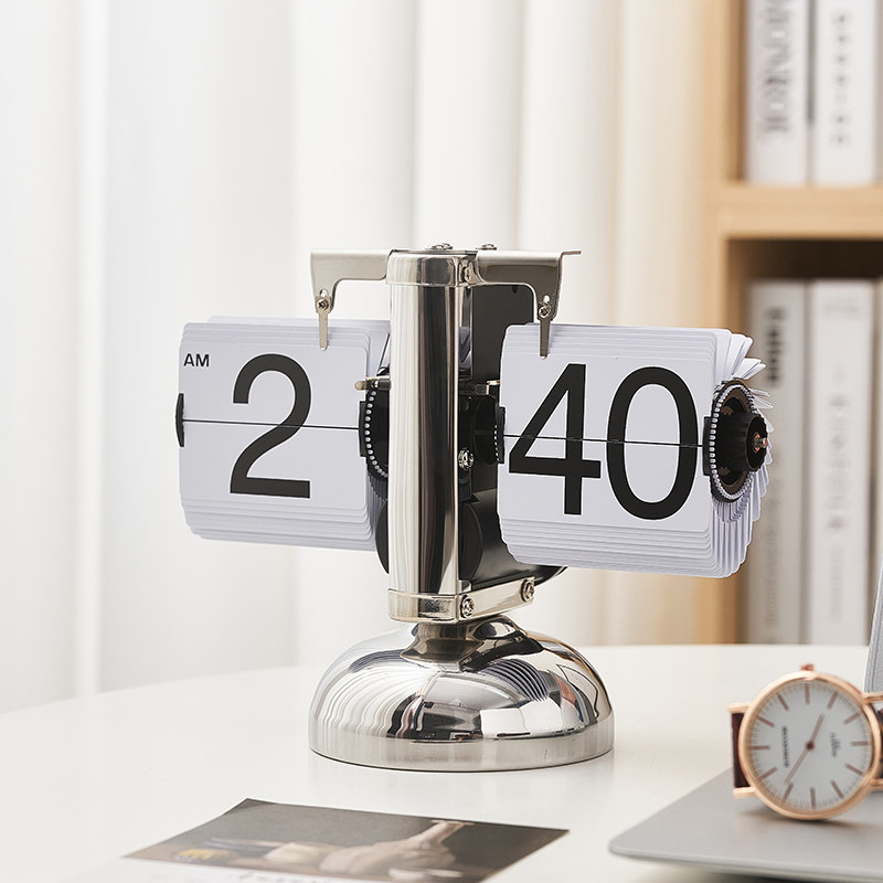创意翻页机械时钟卧室书桌面科技感摆件家居客厅办公室书柜装饰品,家居饰品,装饰摆件,淘宝优惠券,粉丝福利购,淘宝优惠卷