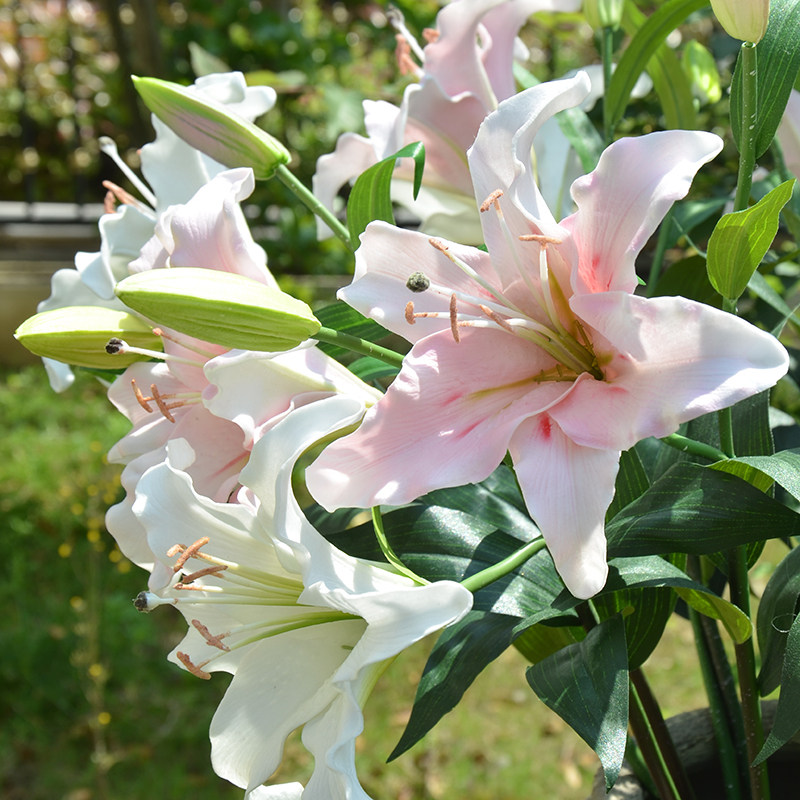 手感保湿百合花假花仿真花束客厅家居装饰婚庆花艺摆件人造花插花,家居饰品,仿真花/假花,淘宝优惠券,粉丝福利购,淘宝优惠卷