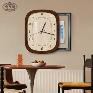 中古风电表箱装饰画竖版带钟表遮挡配电箱弱电盒挂画法式复古壁画