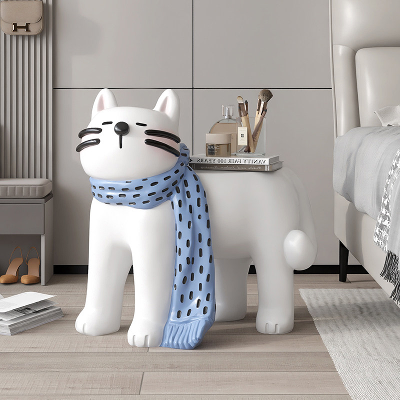 奶油风猫咪换鞋凳落地摆件客厅沙发旁茶几玄关入户乔迁新年礼物,家居饰品,落地摆件,淘宝优惠券,粉丝福利购,淘宝优惠卷