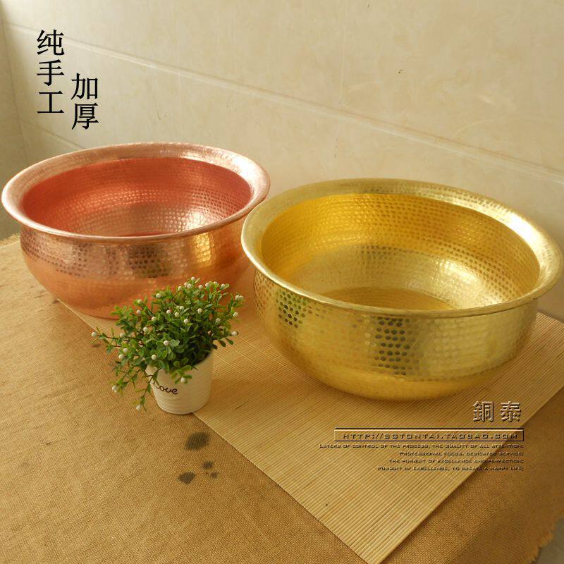 铜盆 黄铜盆 婚庆盆 铜盆 纯铜洗脸盆 足浴盆 洗脸泡脚盆手工加厚