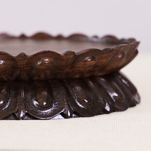 黑檀木椭圆形莲花佛像底座实木整料圆雕观音菩萨神像香台摆件宝座