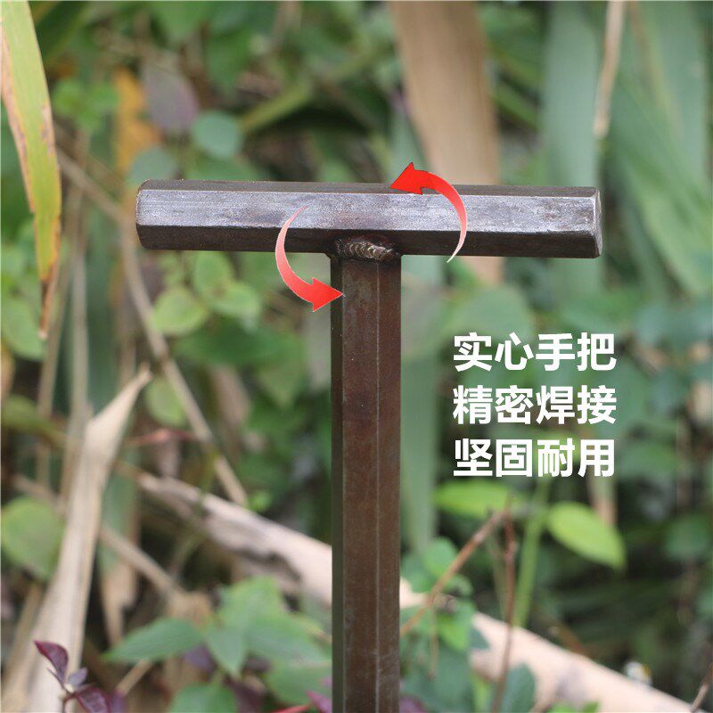 六顺加厚一体锻打弹簧钢铲铁镐挖洞铁锹赶海工具手杖登山杖可定制