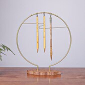 金色祥云黄铜笔架鸡翅木挂毛笔 西泠印社 架子多功能展示架摆