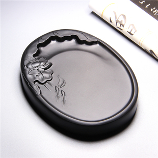 天然原石砚台 鱼戏莲叶间 正宗安徽歙砚名师设计文房高档礼品端砚