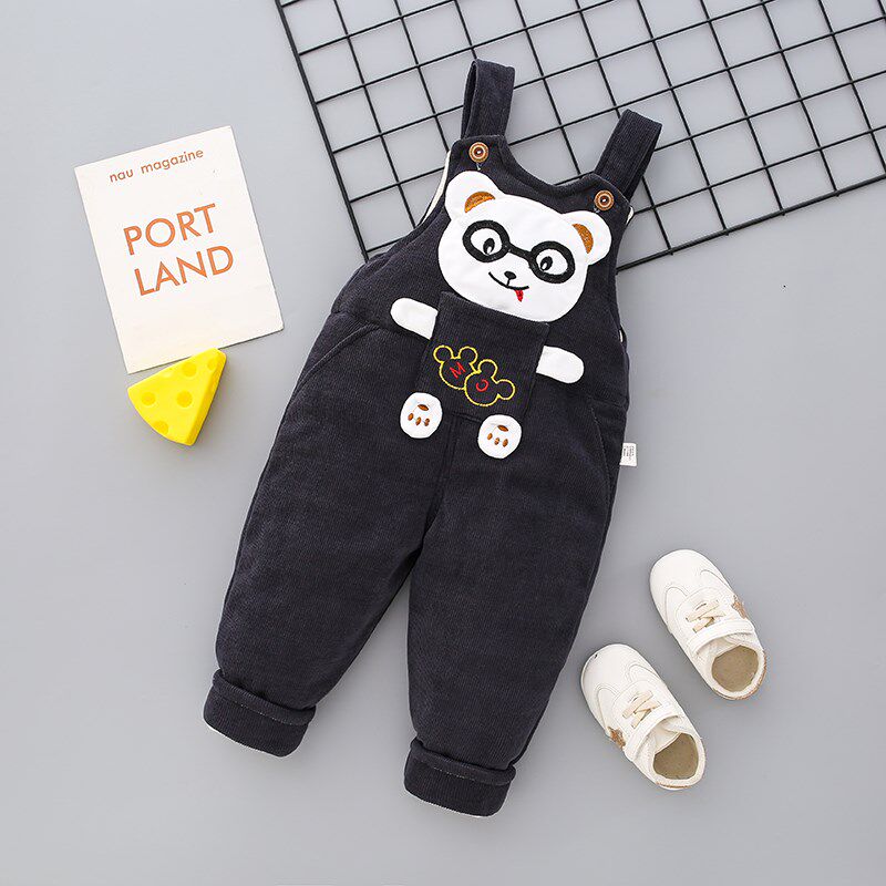 宝宝背带裤冬季加厚外穿连体裤子男童保暖休闲裤秋冬夹棉婴儿棉裤