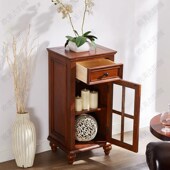 美式 小酒柜纯实木玻璃小茶水柜边几复古客厅电视边柜展示柜家用