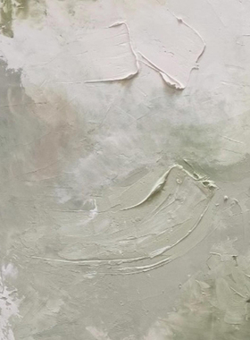 HW.ART手绘油画《清竹》侘寂风装饰画客厅高级感挂画玄关简约壁画