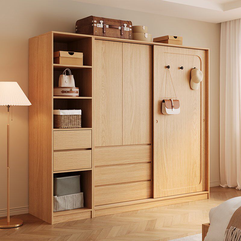 木兜家具单门衣柜推拉滑门衣柜款家用卧室小户型儿童实木移门衣柜