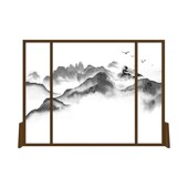 中式 饰座屏白蜡木 靠山屏风隔断客厅办公茶室别墅酒店玄关墙实木装