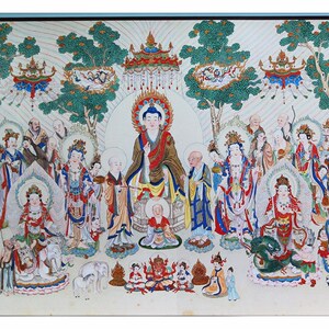 丁观鹏法界流源图超高清艺术微喷宣纸装饰画国画办公室画山水挂画