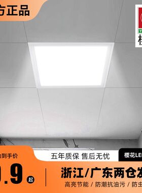 300300集成吊顶led平板灯铝扣板300x600厨房卫生间嵌入式面板灯