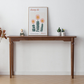 北欧实木玄关桌新中式 复古黑胡桃木条案条几简约白橡供桌供台窄桌