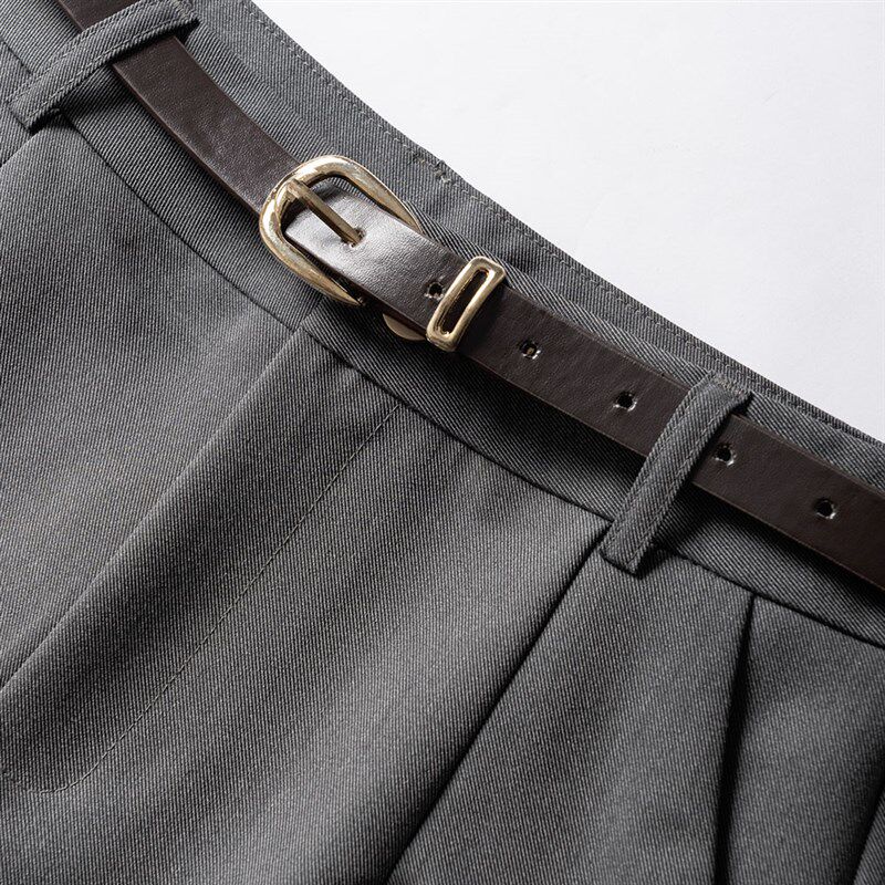 灰色西装短裤女春夏小个子2024新款高级西裤高腰休闲a字阔腿裤秋