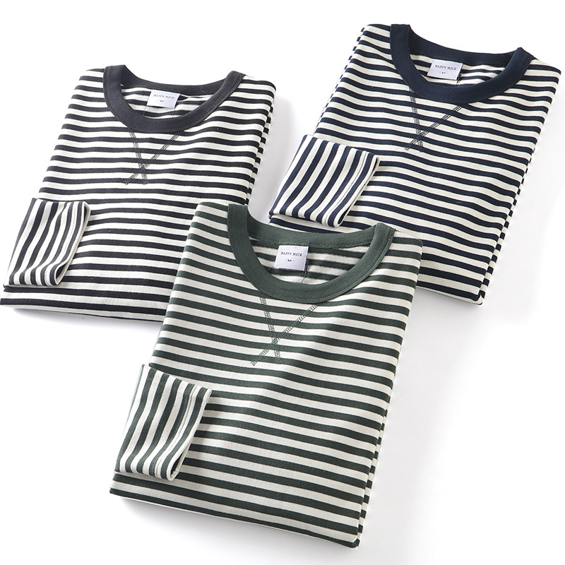 海魂条纹衫!双面色织!重磅全棉!秋季男士时尚宽松打底长袖T恤,男装,T恤,淘宝优惠券,粉丝福利购,淘宝优惠卷