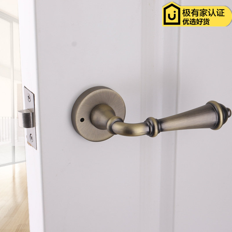 依佰利美式黑色门锁北欧室内简约浴室锁欧式仿古铜卫生间静音门锁