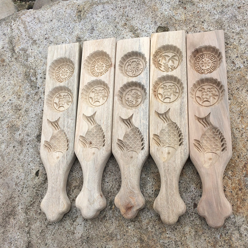 天然樟木清明印模具台州圆形手工面点果家用烘焙团糕点馒头月饼模