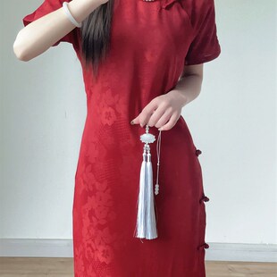 红颜古法旗袍全开襟红色新娘订婚领证敬酒服2025新款新中式女夏季