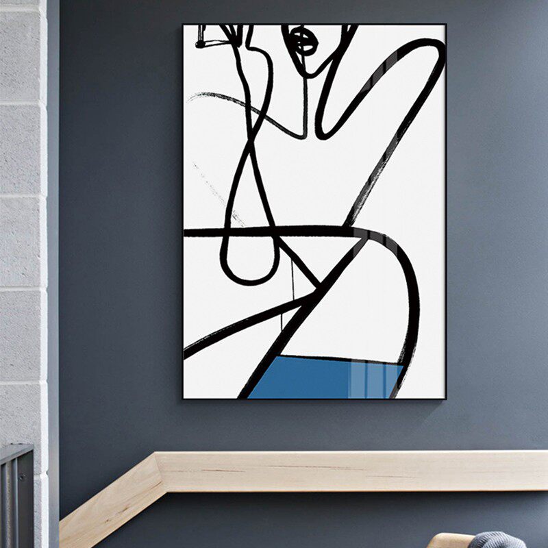 线条北欧线描人物装饰画客厅办公室桌面挂画黑白沙发背景墙玄关画