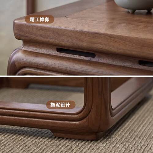 黑胡桃木花架高脚架子新中式花架实木禅意摆件架子茶室花盆架花几