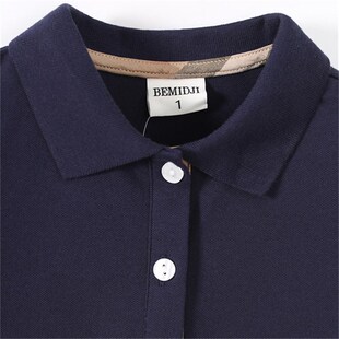 24夏季女童短袖学院风连衣裙中小童polo领休闲简约百褶英伦风裙子