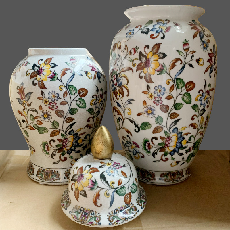欧式花瓶复古陶瓷花瓶摆件家居装饰品客厅电视柜花瓶花器储物罐