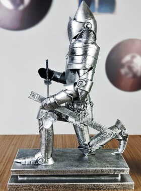 欧式中世纪罗马盔甲人士兵金属模型道具复古铁皮武骑士工艺品摆件