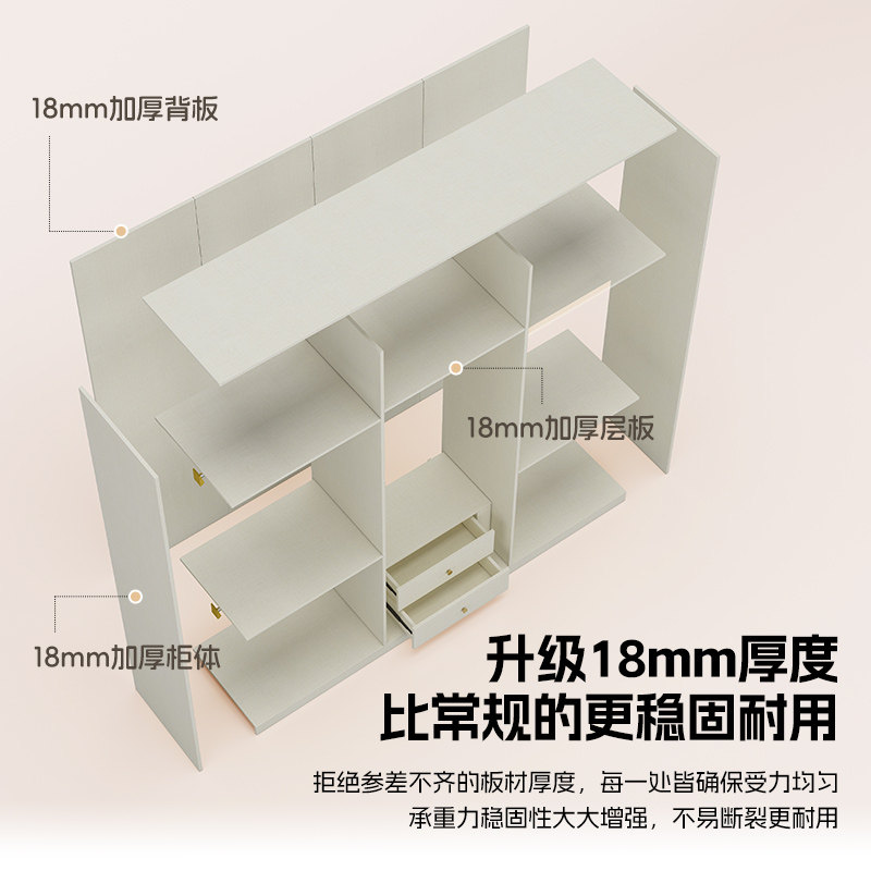 定制免拉手衣柜E0级欧松板内嵌式隐形把手主卧家用卧室收纳大衣橱