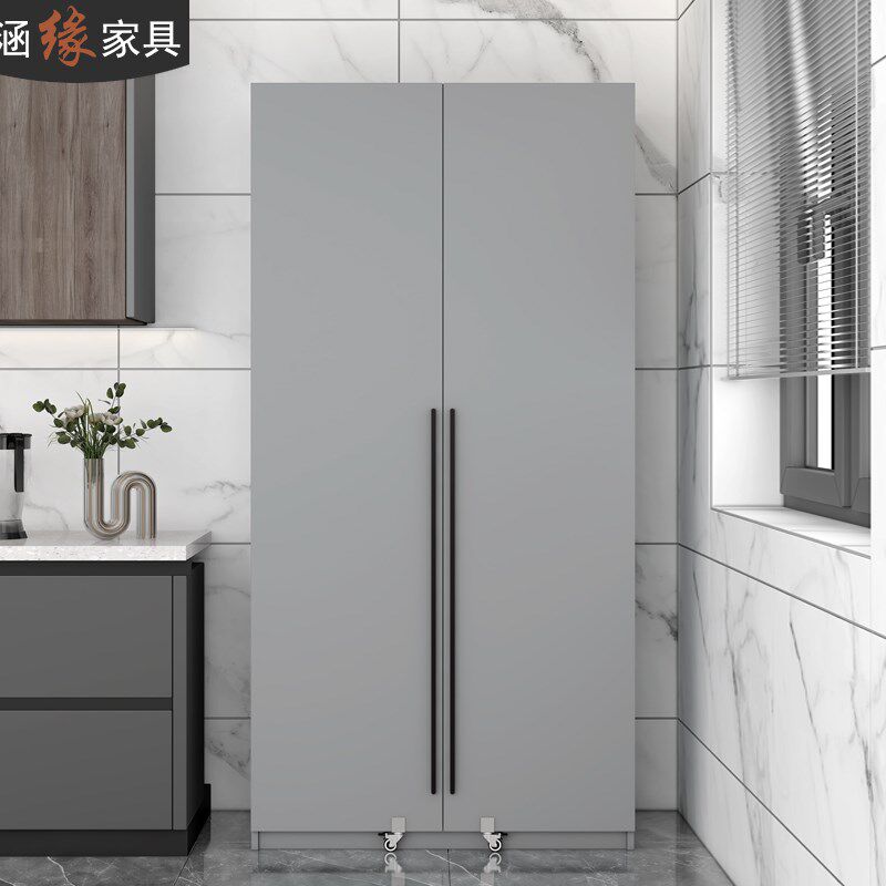 简约厨房餐边柜一体靠墙储物高柜置物架家用微波炉柜零食柜7G16-2