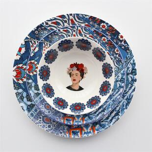 北欧风格Frida弗里达系列西餐盘四件套艺术陶瓷碗盘子餐具套装