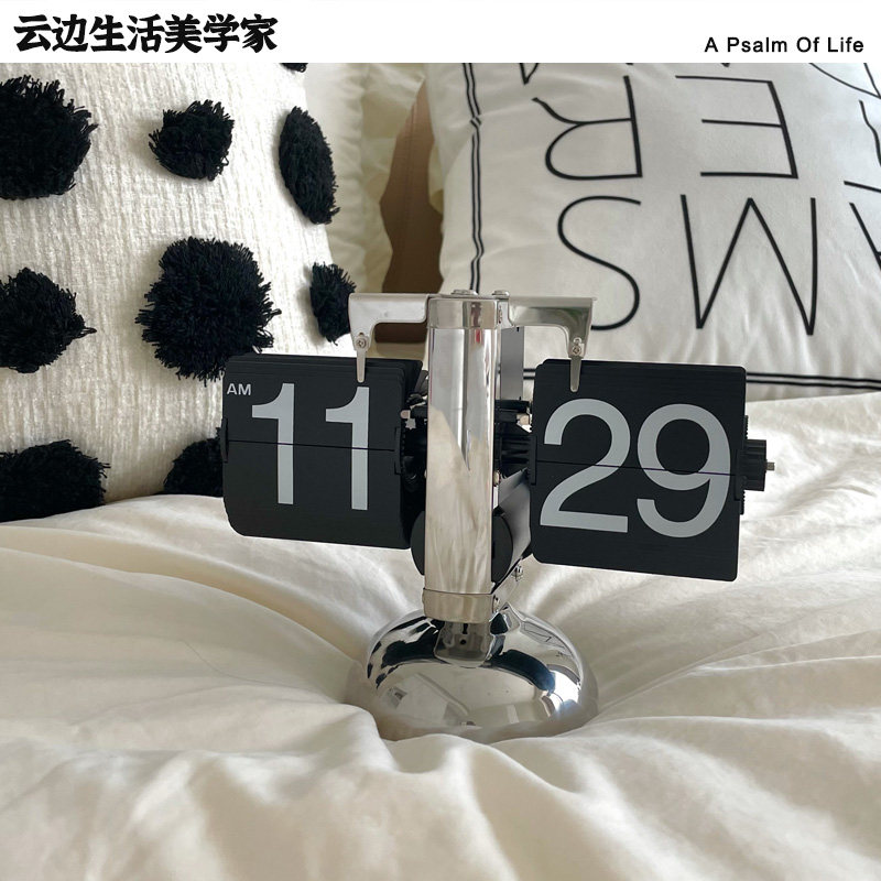 创意复古欧式机械电子自动翻页时钟客厅桌面装饰摆件台钟家居座钟