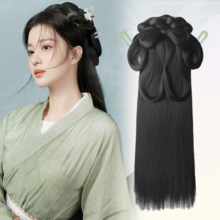 战国袍汉服假发一体式古风假发头饰魏晋风发髻古装假发包马面裙女