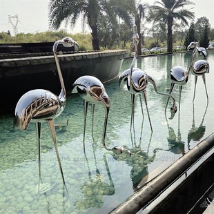 室内外园林园艺水景水池绿草地造景装置艺术创意鸟类摆件摆设