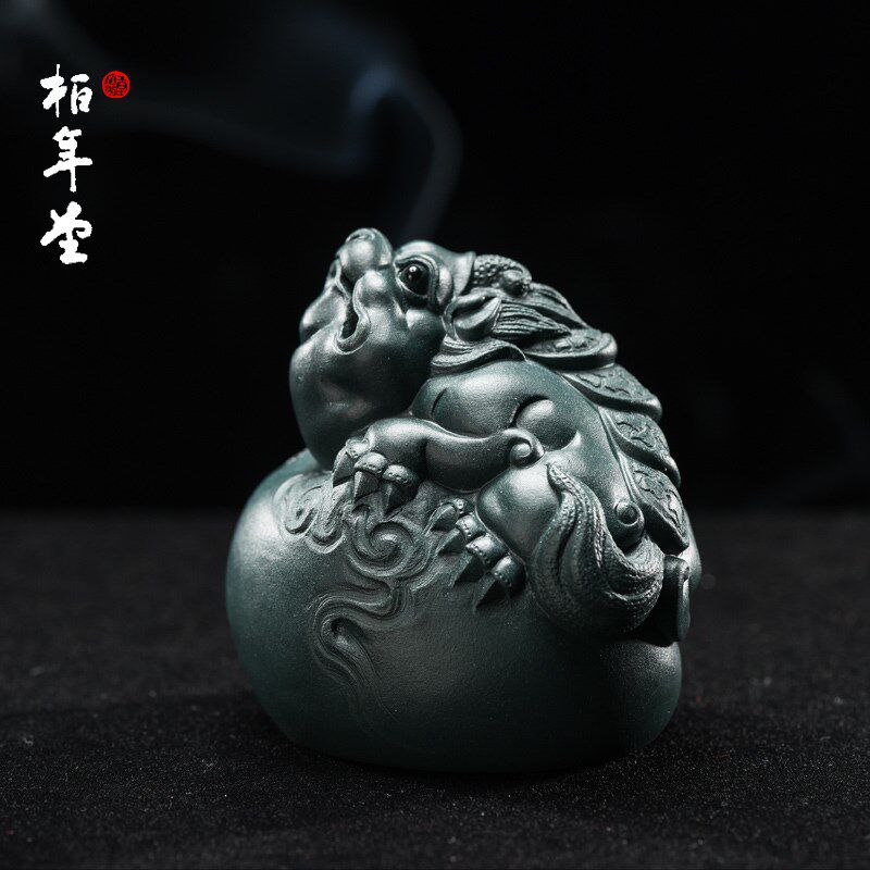柏年堂 吉柏年 紫砂雕塑茶宠摆件 手工可养招财 手把件 润宠貔貅