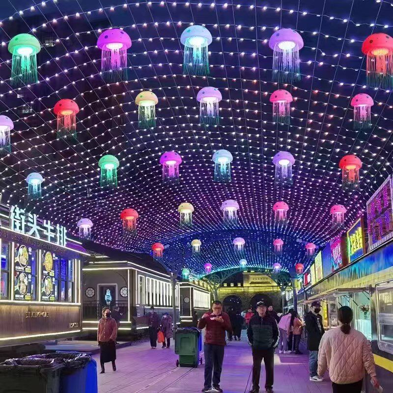 大型动态水母灯装饰自控变幻工程水母吊灯节庆文旅景观酒吧氛围灯
