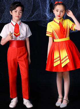 cnxu六一儿童演出服大合唱团表演中小学生诗朗诵喜庆女童舞蹈服装