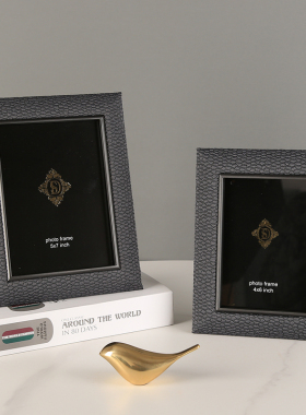 金属皮革相框相架6寸7寸画框相册摆台样板房卧室床头柜摆件装饰品