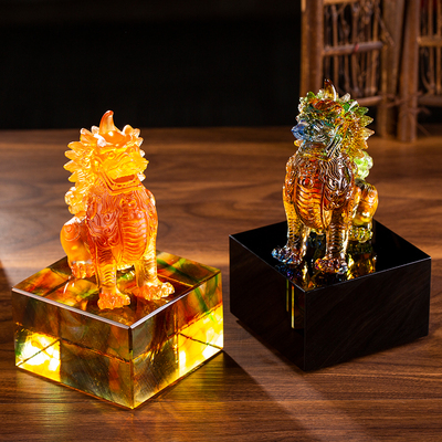 獬豸琉璃摆件家居客厅办公室工艺装饰品法律礼品轻奢商务开业送礼