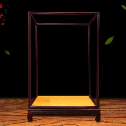 桌面紫檀木玻璃罩工艺品专用防尘罩古董佛像展示盒古典摆件实木框