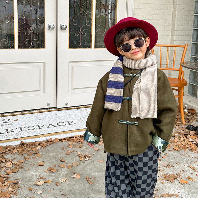 团子麻麻男童呢大衣中国风盘扣冬季新款夹棉加厚儿童外套新年毛呢