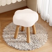 实木北欧羊羔绒云朵化妆凳女生卧室可爱简约化妆椅家用客厅换鞋 凳
