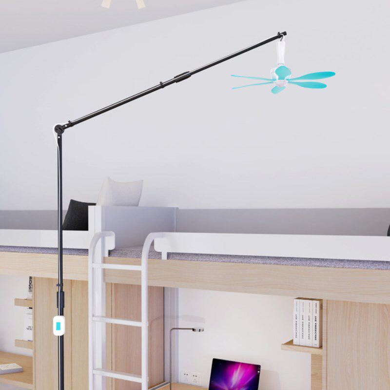 新款蚊帐小吊扇固定支架落地床头床上伸缩折叠微风扇支撑横杆家用