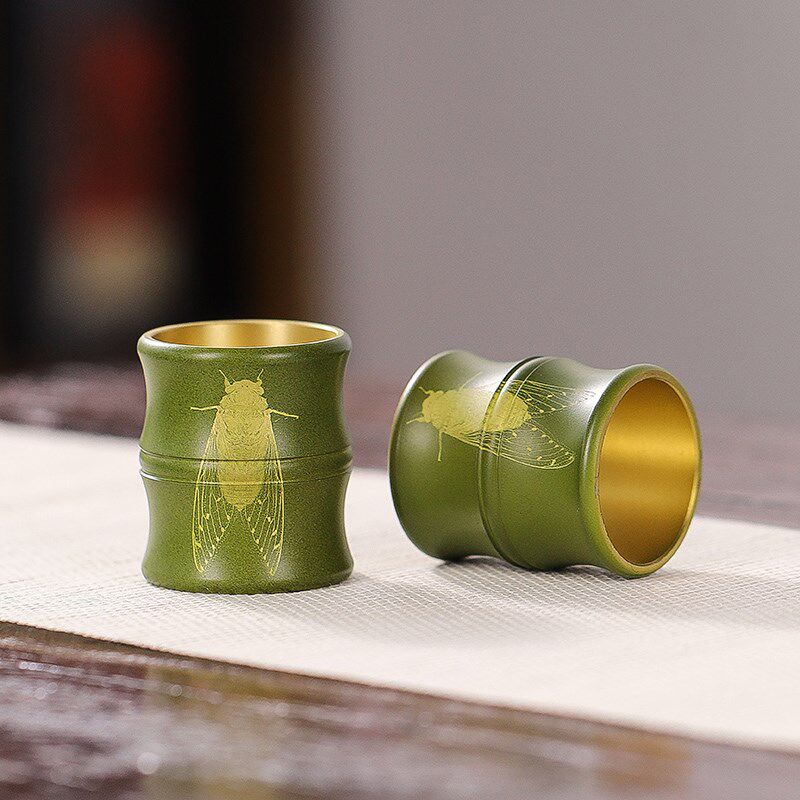 创意盖置手工紫砂壶盖碗盖子托黄铜茶玩摆件复古功夫茶具配件