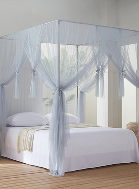 新款公主风蚊帐加厚加密落地三开门1.5米支架1.8m床双人家用1.2米