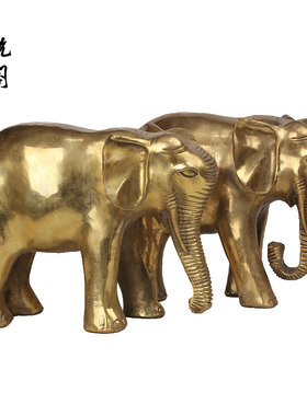 黄铜大象摆件吸水象一对象客厅乔迁装饰品