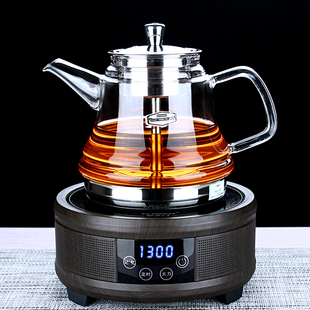 玻润耐热加厚玻璃蒸汽煮茶壶 电磁蒸茶器 家用普洱黑茶电陶炉套装