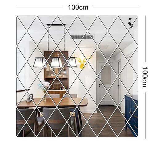 17/32/58Pcs 3D Mirror Wall Sticker DIY Diamonds Triangles Ac
