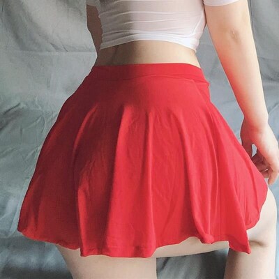 Sexy Upskirt Solid Color Soft Silk Lotus Leaf Pendulum Trans